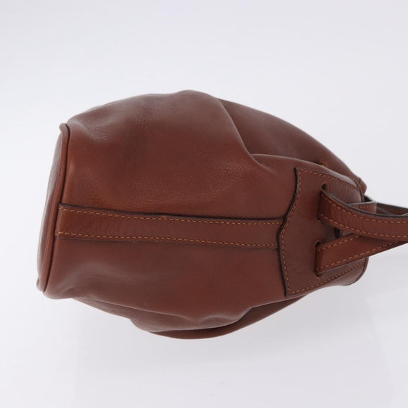CELINE Shoulder Bag Leather Brown Gold Tone Auth 204658