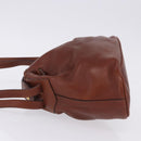 CELINE Shoulder Bag Leather Brown Gold Tone Auth 204658-5