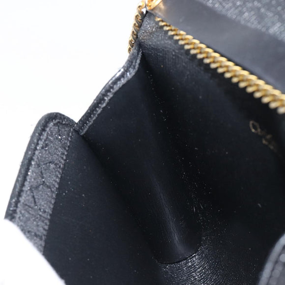 Christian Dior Honeycomb Canvas Chain Shoulder Bag Black Gold Tone Auth 204664A
