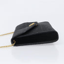 Christian Dior Honeycomb Canvas Chain Shoulder Bag Black Gold Tone Auth 204664A-4