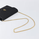 Christian Dior Honeycomb Canvas Chain Shoulder Bag Black Gold Tone Auth 204664A-7