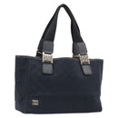 GUCCI GG Canvas Hand Bag Black Gold Tone 145810 Auth 204666V-1