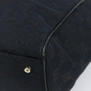 GUCCI GG Canvas Hand Bag Black Gold Tone 145810 Auth 204666V-8