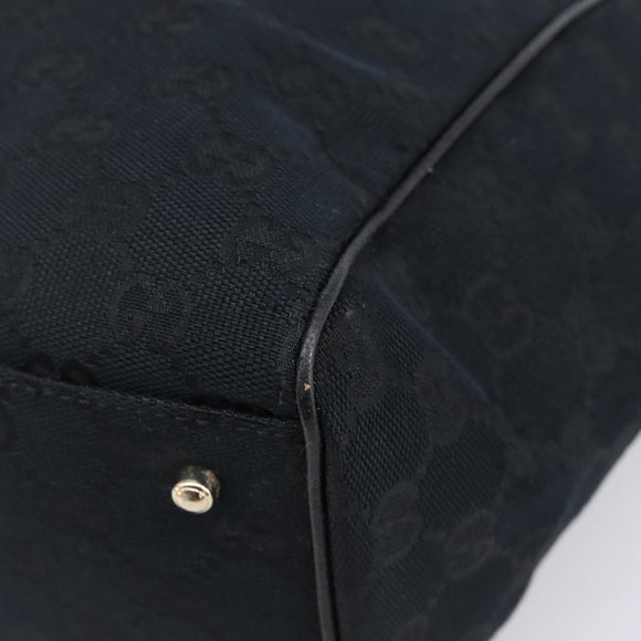GUCCI GG Canvas Hand Bag Black Gold Tone 145810 Auth 204666V
