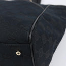 GUCCI GG Canvas Hand Bag Black Gold Tone 145810 Auth 204666V-16