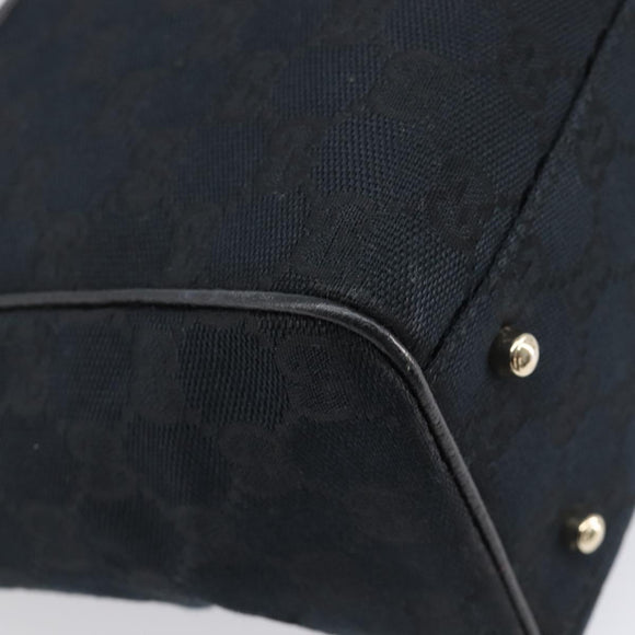 GUCCI GG Canvas Hand Bag Black Gold Tone 145810 Auth 204666V