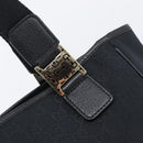 GUCCI GG Canvas Hand Bag Black Gold Tone 145810 Auth 204666V-9