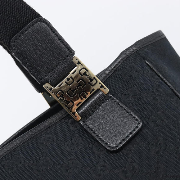 GUCCI GG Canvas Hand Bag Black Gold Tone 145810 Auth 204666V