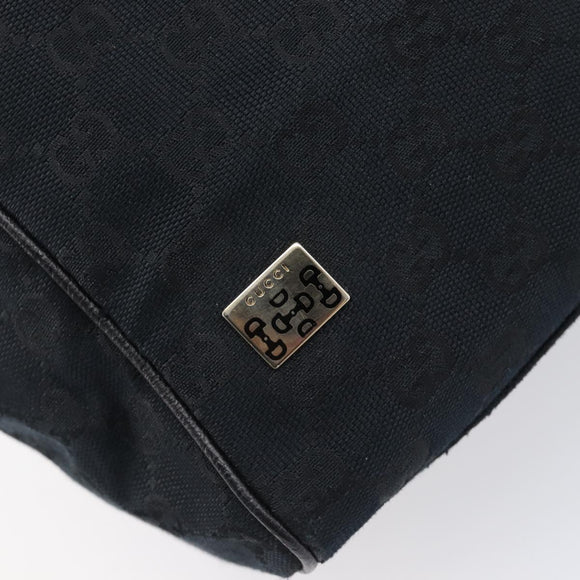 GUCCI GG Canvas Hand Bag Black Gold Tone 145810 Auth 204666V