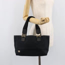 GUCCI GG Canvas Hand Bag Black Gold Tone 145810 Auth 204666V-25