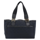 GUCCI GG Canvas Hand Bag Black Gold Tone 145810 Auth 204666V-2