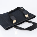 GUCCI GG Canvas Hand Bag Black Gold Tone 145810 Auth 204666V-6