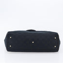 GUCCI GG Canvas Hand Bag Black Gold Tone 145810 Auth 204666V-5