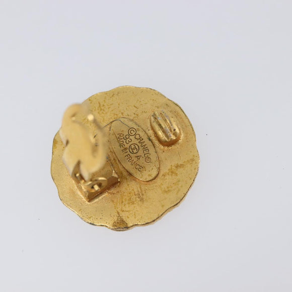 CHANEL Earring Metal Gold Tone CC Auth 204667V