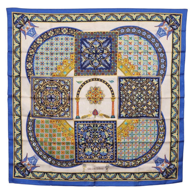 HERMES Carre90 Scarf Silk ""CIELS BYZANTINS"" Blue Auth 204698M