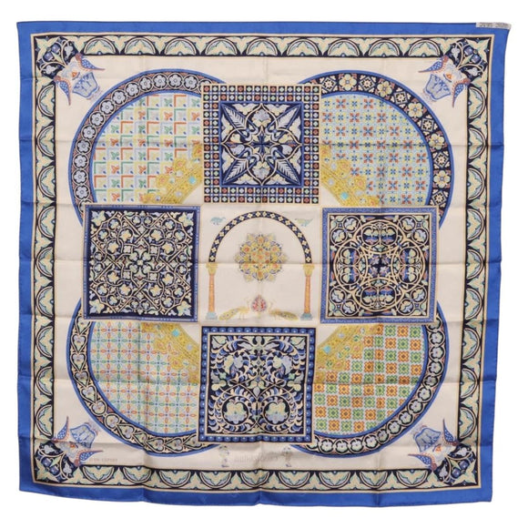 HERMES Carre90 Scarf Silk ""CIELS BYZANTINS"" Blue Auth 204698M