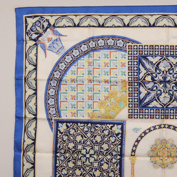 HERMES Carre90 Scarf Silk ""CIELS BYZANTINS"" Blue Auth 204698M