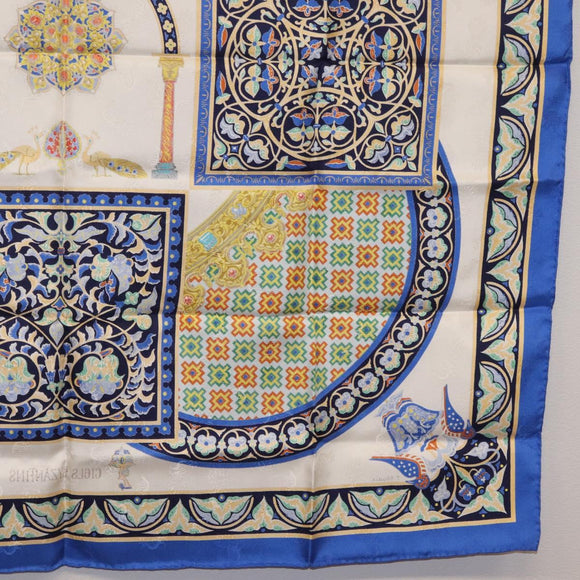 HERMES Carre90 Scarf Silk ""CIELS BYZANTINS"" Blue Auth 204698M