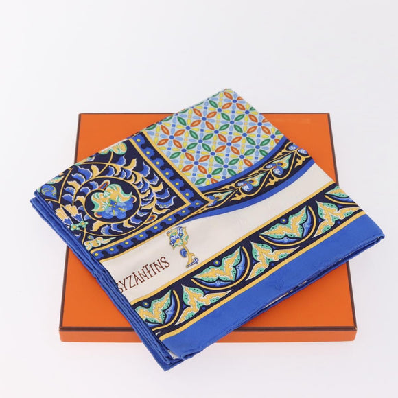 HERMES Carre90 Scarf Silk ""CIELS BYZANTINS"" Blue Auth 204698M