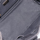 PRADA Canapa PM Hand Bag Canvas Black Gold Tone Auth 204699-11