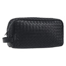 BOTTEGA VENETA INTRECCIATO Clutch Bag Leather Black Silver 244706 Auth 204700V-1