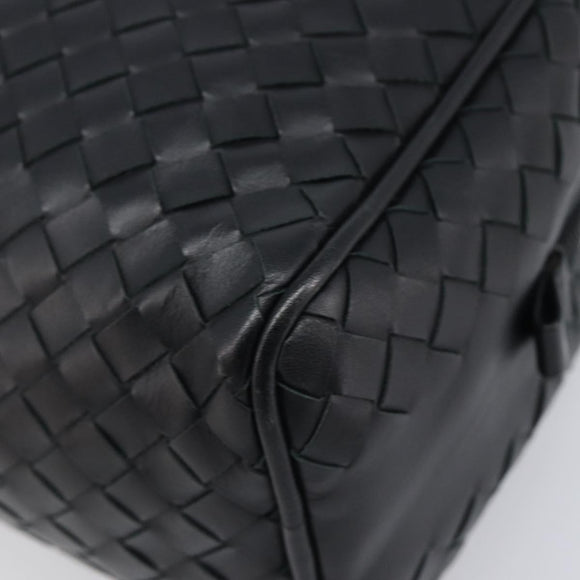 BOTTEGA VENETA INTRECCIATO Clutch Bag Leather Black Silver 244706 Auth 204700V