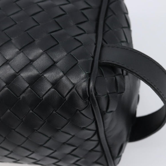 BOTTEGA VENETA INTRECCIATO Clutch Bag Leather Black Silver 244706 Auth 204700V