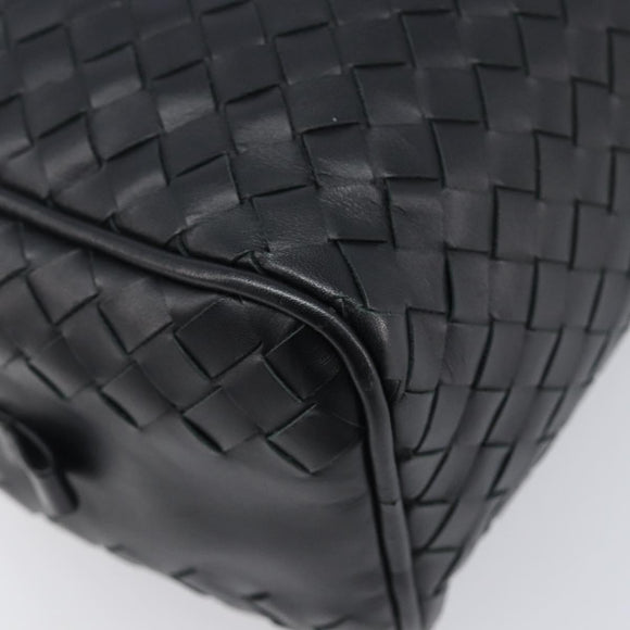 BOTTEGA VENETA INTRECCIATO Clutch Bag Leather Black Silver 244706 Auth 204700V