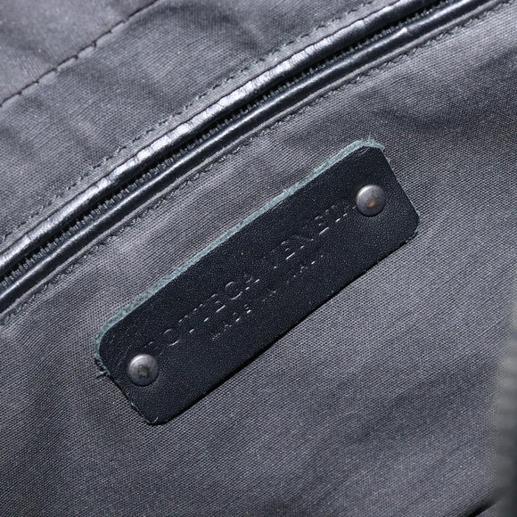 BOTTEGA VENETA INTRECCIATO Clutch Bag Leather Black Silver 244706 Auth 204700V