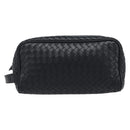 BOTTEGA VENETA INTRECCIATO Clutch Bag Leather Black Silver 244706 Auth 204700V-13