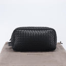 BOTTEGA VENETA INTRECCIATO Clutch Bag Leather Black Silver 244706 Auth 204700V-12