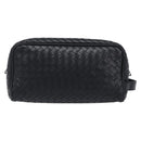 BOTTEGA VENETA INTRECCIATO Clutch Bag Leather Black Silver 244706 Auth 204700V-2