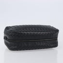 BOTTEGA VENETA INTRECCIATO Clutch Bag Leather Black Silver 244706 Auth 204700V-6