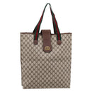 GUCCI GG Supreme Web Sherry Line Tote Bag PVC Beige Gold Auth 204701A-13