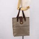 GUCCI GG Supreme Web Sherry Line Tote Bag PVC Beige Gold Auth 204701A-23