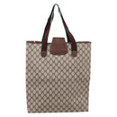 GUCCI GG Supreme Web Sherry Line Tote Bag PVC Beige Gold Auth 204701A-2