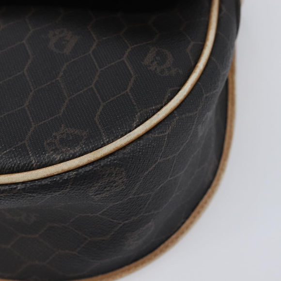 Christian Dior Honeycomb Shoulder Bag PVC Leather Black Gold Tone Auth 204704
