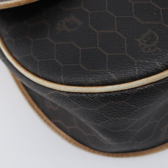 Christian Dior Honeycomb Shoulder Bag PVC Leather Black Gold Tone Auth 204704