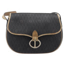Christian Dior Honeycomb Shoulder Bag PVC Leather Black Gold Tone Auth 204704-13