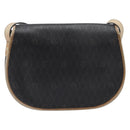 Christian Dior Honeycomb Shoulder Bag PVC Leather Black Gold Tone Auth 204704-2