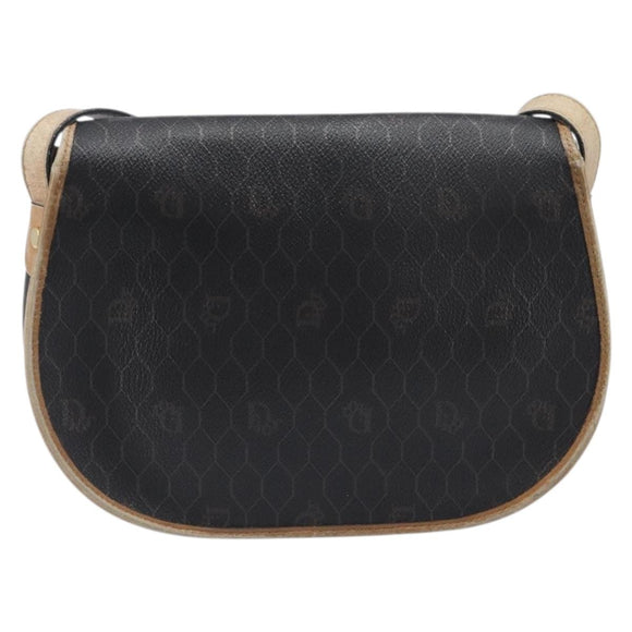 Christian Dior Honeycomb Shoulder Bag PVC Leather Black Gold Tone Auth 204704