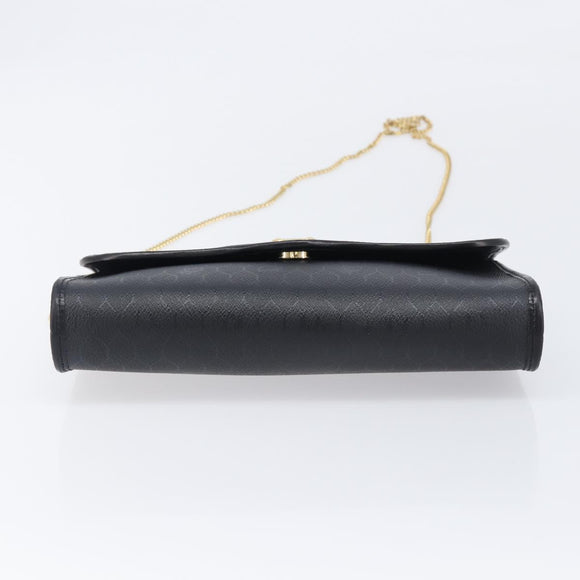 Christian Dior Honeycomb Chain Shoulder Bag PVC Black Gold Tone Auth 204705A