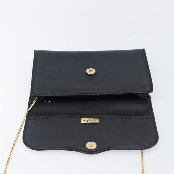 Christian Dior Honeycomb Chain Shoulder Bag PVC Black Gold Tone Auth 204705A