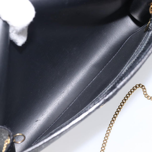 Christian Dior Honeycomb Chain Shoulder Bag PVC Black Gold Tone Auth 204705A