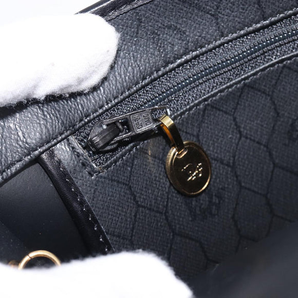 Christian Dior Honeycomb Chain Shoulder Bag PVC Black Gold Tone Auth 204705A