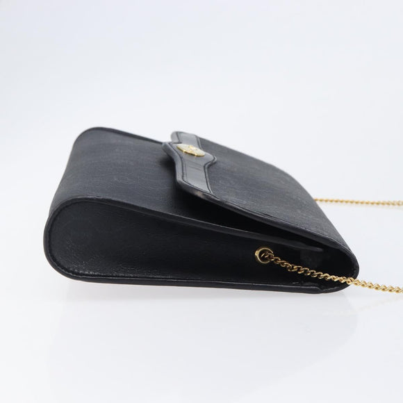 Christian Dior Honeycomb Chain Shoulder Bag PVC Black Gold Tone Auth 204705A