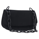 PRADA Plastic Chain Shoulder Bag Cotton Black Auth 204708V-1