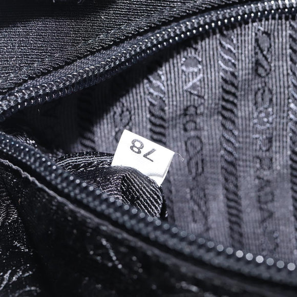 PRADA Plastic Chain Shoulder Bag Cotton Black Auth 204708V