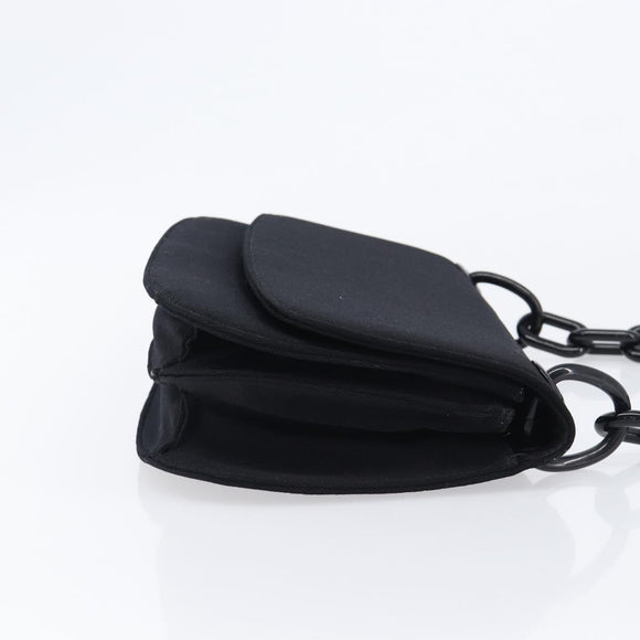 PRADA Plastic Chain Shoulder Bag Cotton Black Auth 204708V
