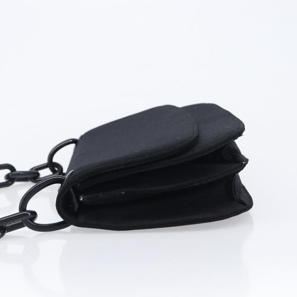 PRADA Plastic Chain Shoulder Bag Cotton Black Auth 204708V